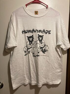 Human Made White Short Sleeve Tee with Black Graphic